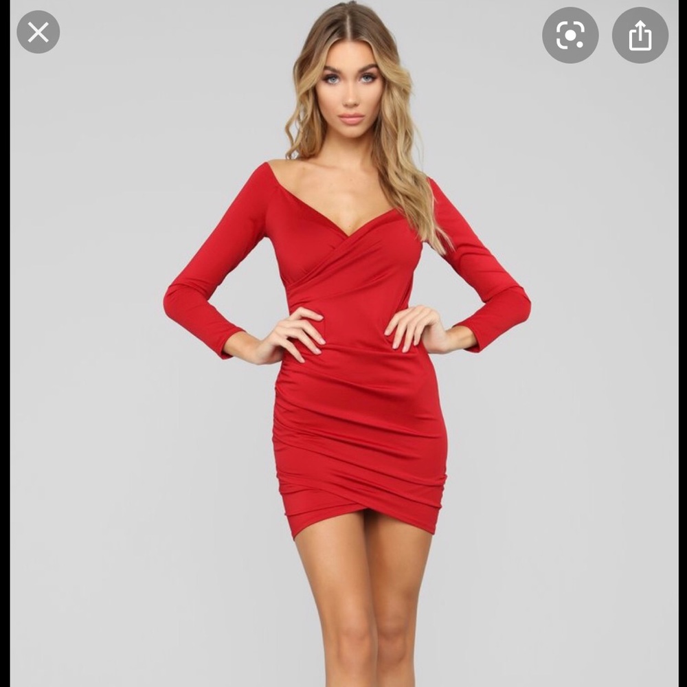 red off shoulder dress